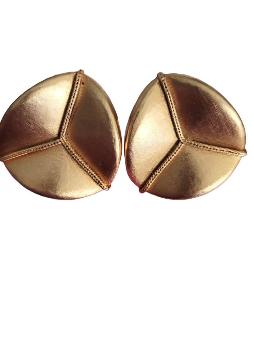 Matte Gold Tone Trillion Style Clip On Earrings